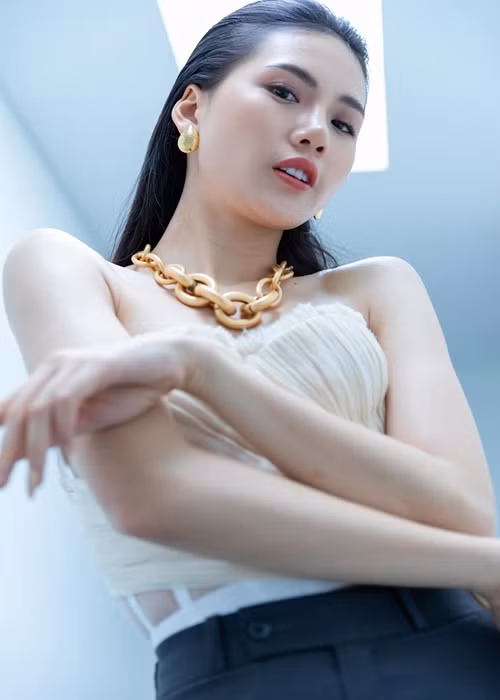 Khi chinh chiến ở cuộc thi Miss Áo dài Việt Nam World 2017, chân dài bất ngờ đăng quang.
