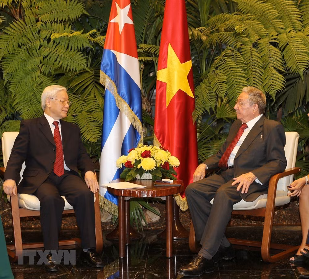 Tổng Bí thư Nguyễn Phú Trọng khẳng định Đảng, Nhà nước và nhân dân Việt Nam trước sau như một luôn dành tình cảm hữu nghị, đoàn kết chân thành đối với Đảng, Nhà nước và nhân dân Cuba. (Ảnh: Trí Dũng/TTXVN)