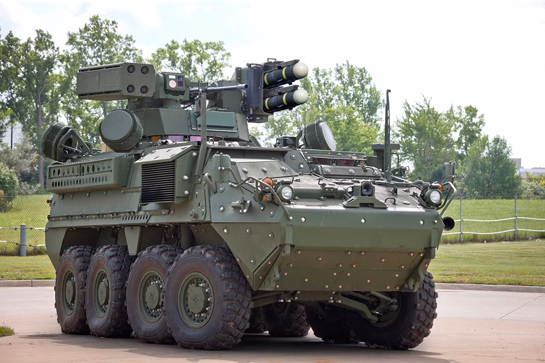 Trước đó, vào tháng 10/2020, General Dynamics Land Systems (công ty sản xuất loạt xe bọc thép bánh lốp Stryker), đã ký hợp đồng để sản xuất hệ thống M-SHORAD của Leonardo DRS, với một số lượng không xác định, sử dụng khung gầm xe bọc thép bánh lốp 8×8 của công ty sản xuất. Nguồn ảnh: Sina.