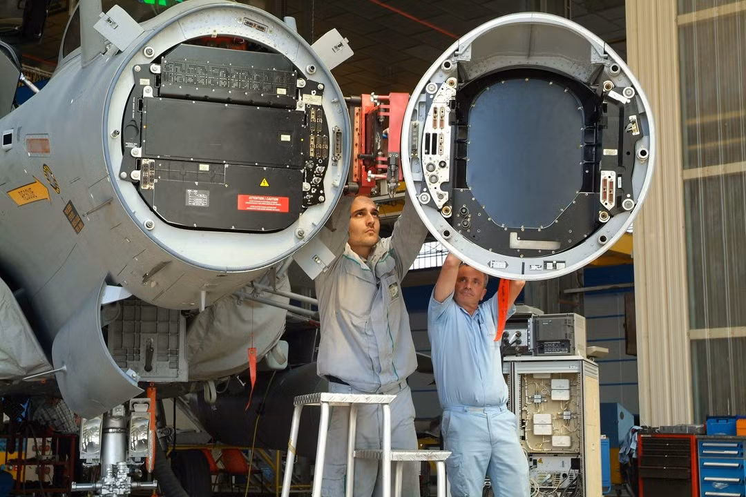 Nhiều thiết bị điện tử hàng không của máy bay, chẳng hạn như radar mảng pha chủ động RBE2AA và cảm biến tìm kiếm và theo dõi hồng ngoại quang điện (IRST), phần mềm điều khiển đều được phát triển và sản xuất tại Pháp.