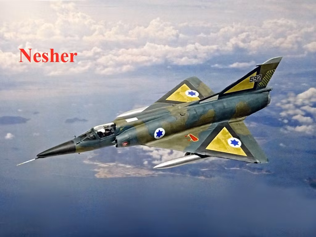 Cơ quan tình báo Israel đã đánh cắp được gần như toàn bộ thiết kế của máy bay chiến đấu Mirage V, cho phép công ty hàng không non trẻ Israel Aerospace Industries (IAI) sản xuất hai bản sao là Nesher và phiên bản cải tiến Kfir. Cả hai đều phục vụ trong Không quân Israel (IAF) và được xuất khẩu rộng rãi.