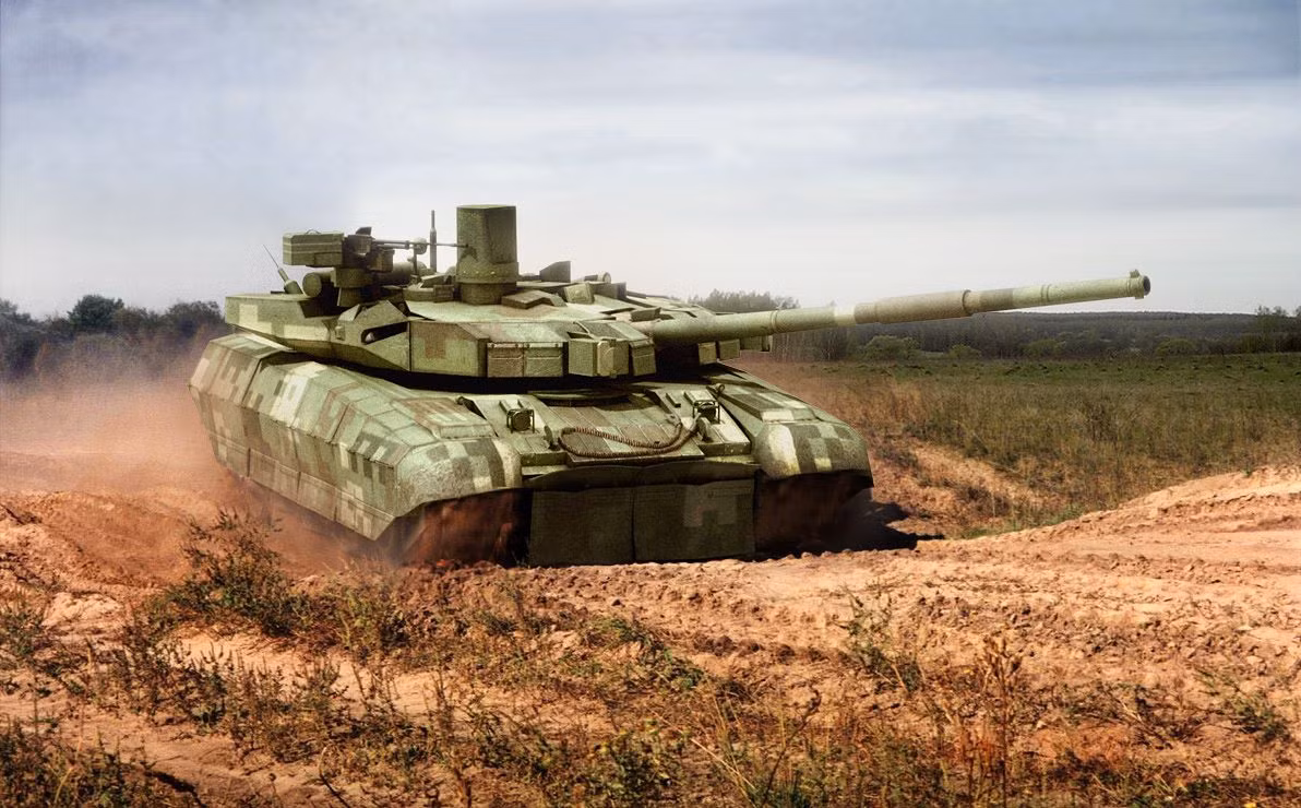 T-84 Oplot nâng cấp động cơ thành 6TD-2E, ít khí thải độc hại hơn; 1/2 số đạn được để trong khoang chứa, phía sau tháp pháo; sau khi nâng cấp, trọng lượng xe tăng thêm 3 tấn (51 tấn). Kế hoạch hiện đại hóa tất cả số xe tăng Oplot trong biên chế Quân đội Ukraine theo tiêu chuẩn BM Oplot, nhưng do thiếu kinh phí, chỉ có một chiếc được hiện đại hóa. Nguồn: Topwar