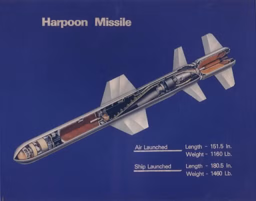 Các thành phần hệ thống chính của tên lửa Harpoon Block II bao gồm tên lửa đẩy, bệ phóng tên lửa, hệ thống chỉ huy và phóng. Đầu đạn nổ mạnh xuyên giáp nặng 240 kg, đủ cho tên lửa để tiêu diệt các vị trí phòng thủ bờ biển và tên lửa đất đối không, máy bay, bến cảng, cơ sở công nghiệp và tàu nổi của đối phương.