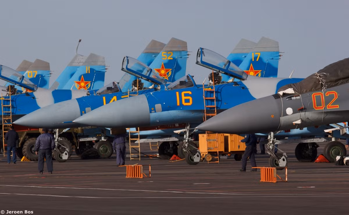Cùng với 14 chiếc tiêm kích Su-27, Kazakhstan cũng đã mua 12 chiếc MIG-29, 14 chiếc cường kích Su-25 và 13 chiếc máy bay huấn luyện L-39C trong năm 1995; vì hầu hết các máy bay chiến đấu được triển khai tới lãnh thổ Kazakhstan trong thời kỳ Liên Xô, đều là chiến đấu cơ hạng nặng.