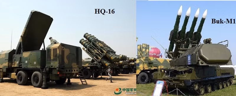 HQ-16 được đưa vào sử dụng vào năm 2011, một số nhà phân tích phương Tây cho rằng nền tảng này là một phiên bản của hệ thống BuK-M2 do Nga sản xuất. Mặc dù cả HQ-16 và BuK-M2 đều cung cấp khả năng phòng không tầm trung, nhưng cả hai có sự khác biệt đáng kể về cả khả năng và ngoại hình.