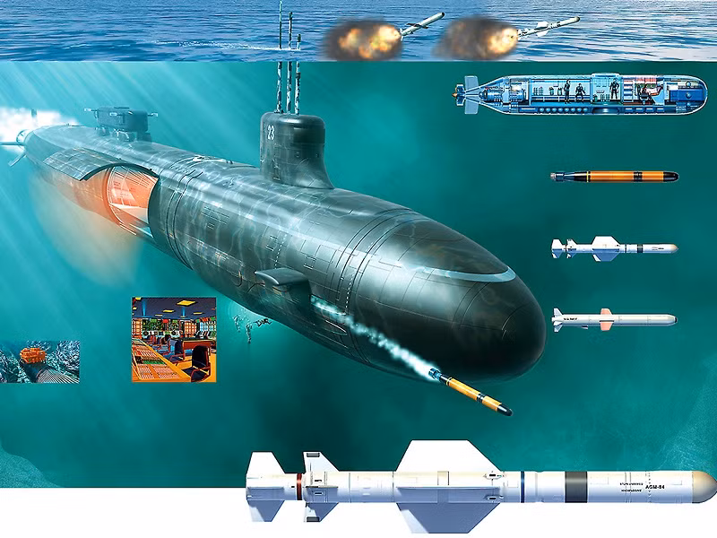 Seawolf là lớp tàu ngầm kế thừa lớp Los Angeles, việc chế tạo bắt đầu vào cuối Chiến tranh Lạnh. Tàu ngầm lớp Seawolf được trang bị 8 ống phóng ngư lôi 660mm, có thể phóng các loại vũ khí như ngư lôi dẫn đường MK-48A, tên lửa chống hạm Harpoon, tên lửa hành trình Tomahawk và thủy lôi; nhiều gấp đôi so với tàu ngầm lớp Los Angeles. 