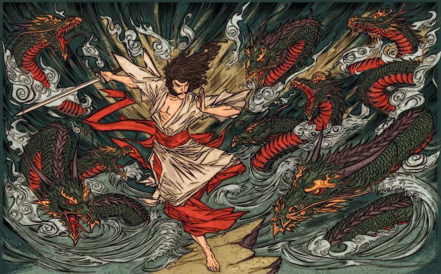 Trước tình hình đó, người cha cầu cứu thần gió Susanoo với hy vọng người con gái cuối cùng của ông không bị con mãng xà 8 đầu ăn thịt như những người chị.