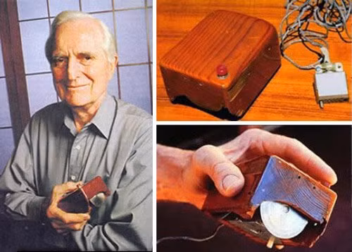 Hy vọng tìm ra một cách thức "giao tiếp" với máy tính thật thuận tiện, tiến sĩ Doug Engelbart đã phát minh ra con chuột máy tính đầu tiên trong lịch sử loài người. Nó có hình dạng của một miếng gỗ vuông với duy nhất một nút bấm và hai bánh xe kim loại được bố trí vuông góc với nhau.