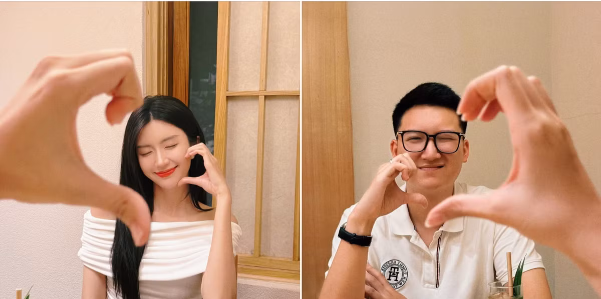 Diễn viên Ngọc Huyền dành thời gian bên gia đình. Vợ chồng cô đi ăn tại một nhà hàng sang trọng. Ảnh: FB Nguyễn Ngọc Huyền