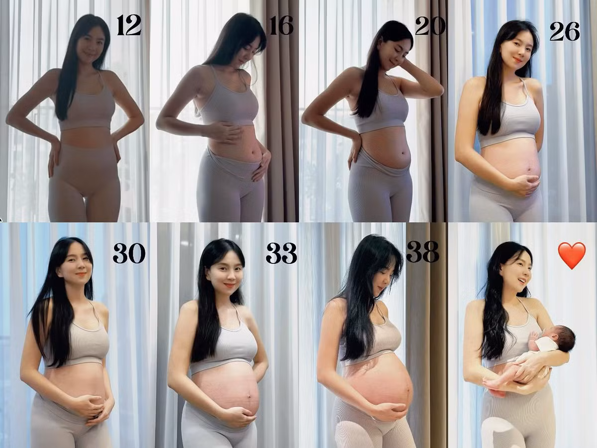 MC Mai Ngọc chia sẻ bức ảnh tóm tắt hành trình mang thai của mình. Ảnh: FB Mai Ngọc