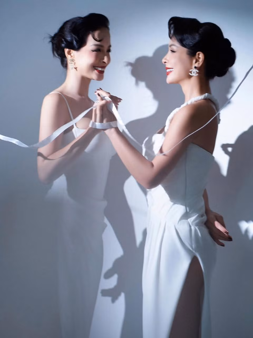 Chị em cựu mẫu Thuý Hằng - Thuý Hạnh chụp bộ ảnh chung mang gam màu cổ điển. Ảnh: FB Bui Thuy Hanh