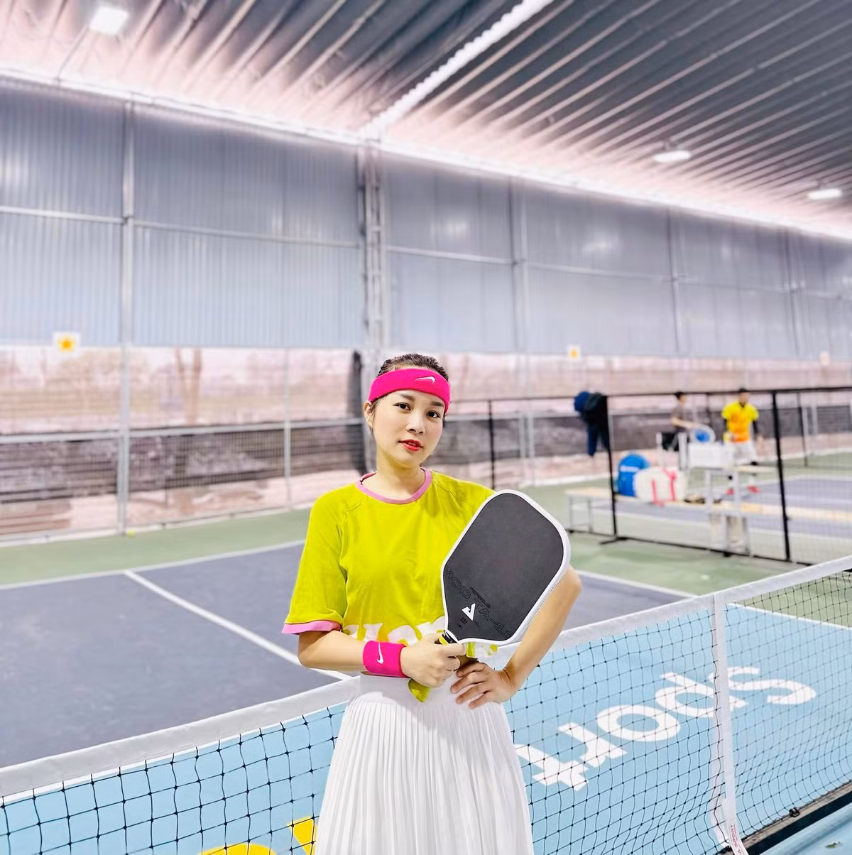 Minh Hương rất hào hứng với môn thể thao pickleball. Ảnh: FB Le Minh Huong
