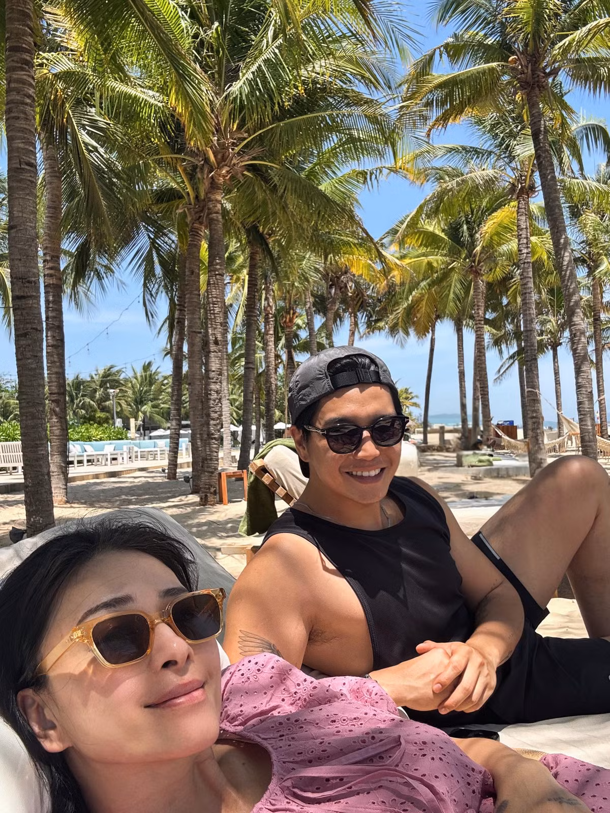 Ngô Thanh Vân và ông xã du lịch ở một resort sang trọng tại Hồ Tràm (Bà Rịa - Vũng Tàu). Ảnh: FB Huy Trần