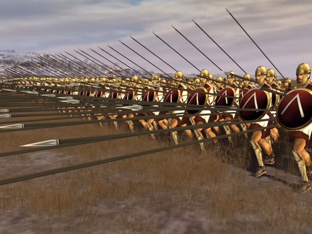 Chiến thuật Phalanx được xây dựng dựa trên đội hình Phalanx, đội hình này bao gồm các cá nhân có sức khỏe thật tốt để điều khiển được những dây giáo dài nhiều mét và mỗi cá nhân phải có tinh thần kỷ luật thật cao cũng như có kỹ năng đội hình đội ngũ tốt để vừa di chuyển, vừa giữ vững được đội hình. Nguồn ảnh: Guiller.
