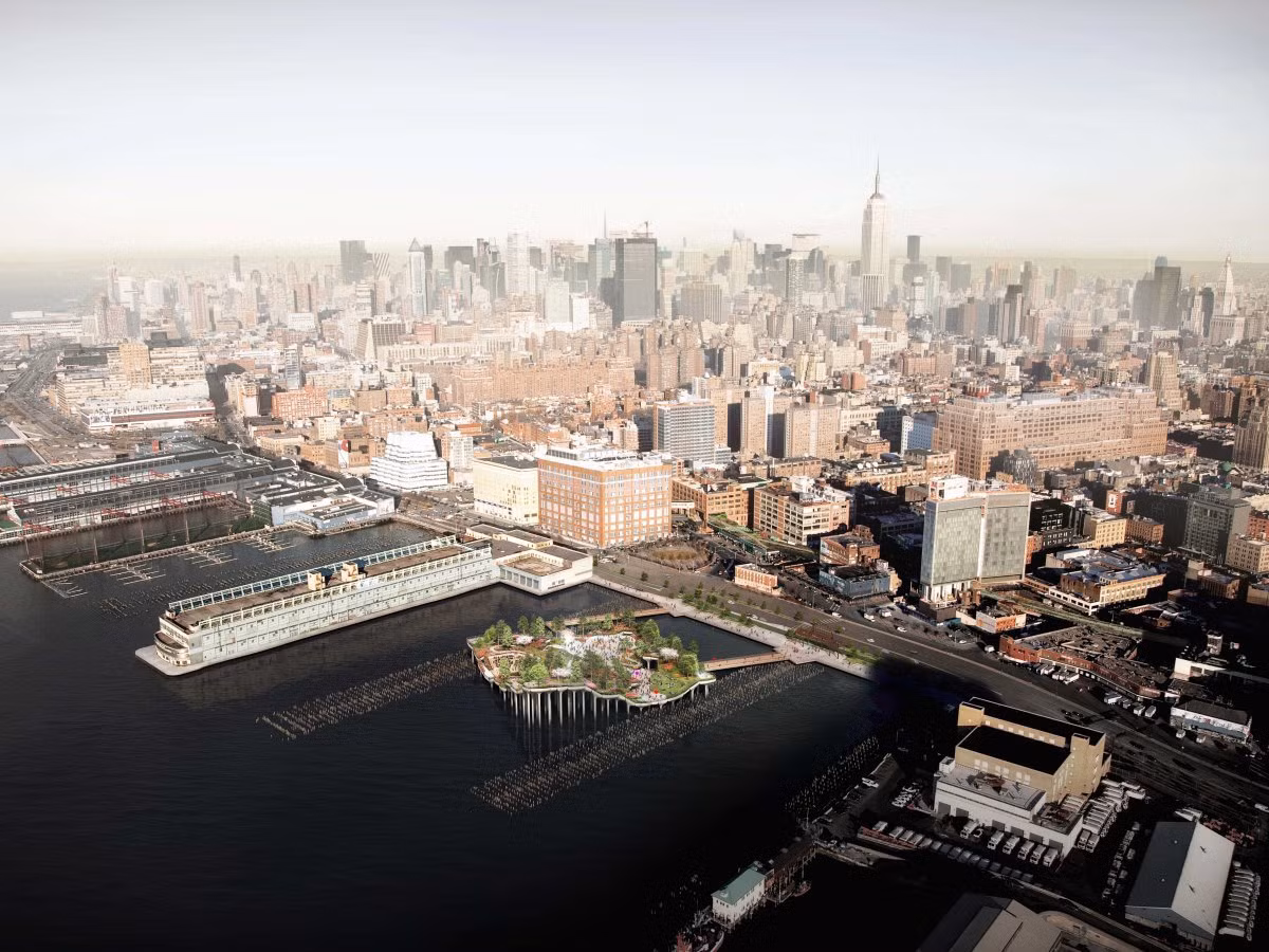 Theo Business Insider, ông trùm truyền thông Barry Diller có kế hoạch xây dựng một công viên nổi ở New York có tên Diller Island, với tổng kinh phí ước tính lên tới 250 triệu USD (tương đương gần 5,7 nghìn tỷ đồng). Ảnh: BI.