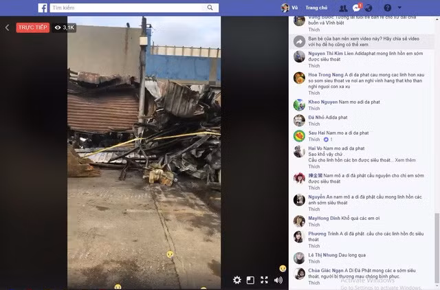 Hình ảnh trực tiếp từ hiện trường trên tài khoản Facebook của một người Việt Nam đã nhận được rất nhiều chia sẻ của người Việt đang sinh sống ở Đài Loan - Ảnh chụp màn hình.