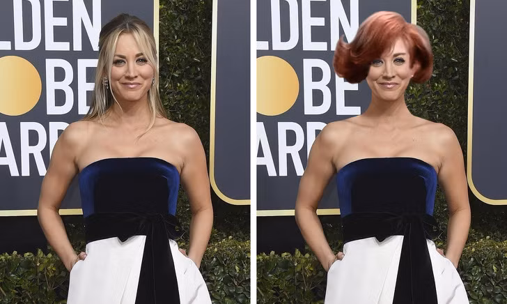 Kaley Cuoco trở nên cá tính với mái tóc nhuộm màu nổi bật.