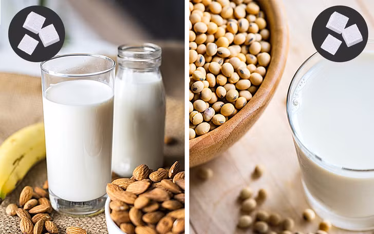 Sữa hạt hạnh nhân, dừa, hoặc óc chó thường chứa thêm đường và aromatizer. Vì vậy, bạn nên độc các thành phần trước khi mua sản phẩm. Có thể tốt hơn khi mua sữa hạt tại các cửa hàng hữu cơ.