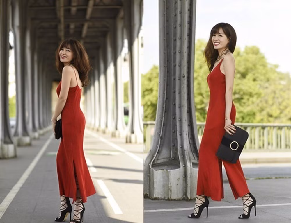 Chiếc váy liền màu đỏ sẽ giúp bạn sẽ trở thành tâm điểm của mọi ánh nhìn. Với item này, bạn chỉ cần mix cùng giày cao gót hoặc túi xách màu đen là đã đủ thanh lịch sang trọng mà lại còn vô cùng gợi cảm.
