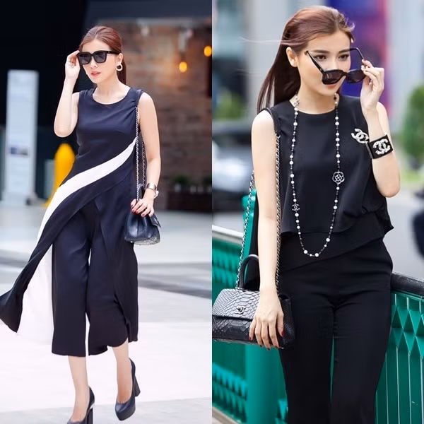 Trang phục thường ngày của Cao Thái Hà hay được cô lựa chọn những món đồ có gam màu trung tính cơ bản. Ảnh: Internet, FBNV.