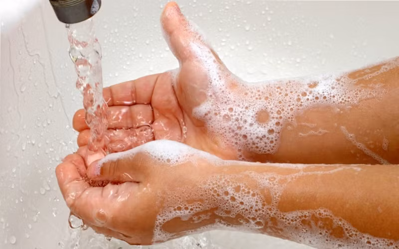 Luôn giữ tay sạch sẽ trong quá trình chế biến: Trong quá trình chế biến thức ăn, tay đụng chạm với hàng loạt những thực phẩm khác nhau nên tích tụ một lượng lớn vi khuẩn, vì vậy nên giữ cho tay sạch sẽ và thường xuyên rửa tay bằng xà phòng.