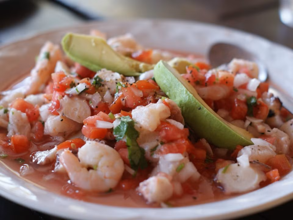 Ceviche, Mỹ Latin: Các quốc gia khu vực Mỹ Latin như Peru và Ecuador nổi tiếng với món ceviche - hải sản tươi sống được trộn cùng nước chanh tươi và các loại rau củ, gia vị khác.