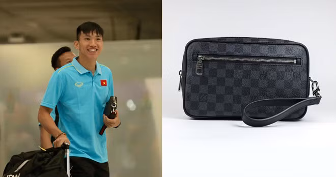 Mới đây trong lần xuất hiện tại SVĐ Hàng Đẫy, Văn Hậu chọn túi xách cầm tay của thương hiệu Louis Vuitton có giá 20-30 triệu đồng.