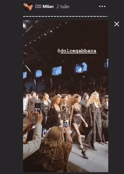 Tiên Nguyễn còn ngồi xem show diễn của Dolce &amp; Gabbana.