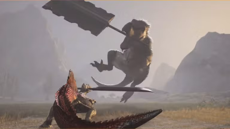 Dinoblade là một game nhập vai hành động, nhưng thay vì chiến đấu giữa người và quái vật, người chơi chiến đấu giữa những con khủng long cầm kiếm.(Ảnh: gamek)