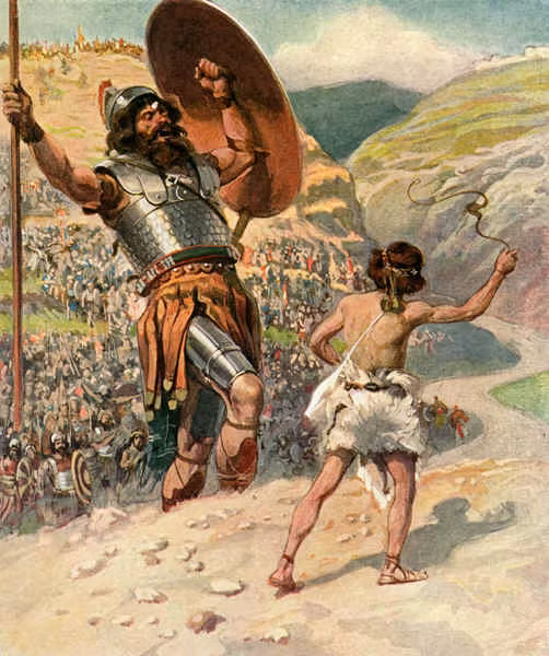 Trong Kinh Thánh, Goliath được miêu tả là chiến binh khổng lồ người Philistine.