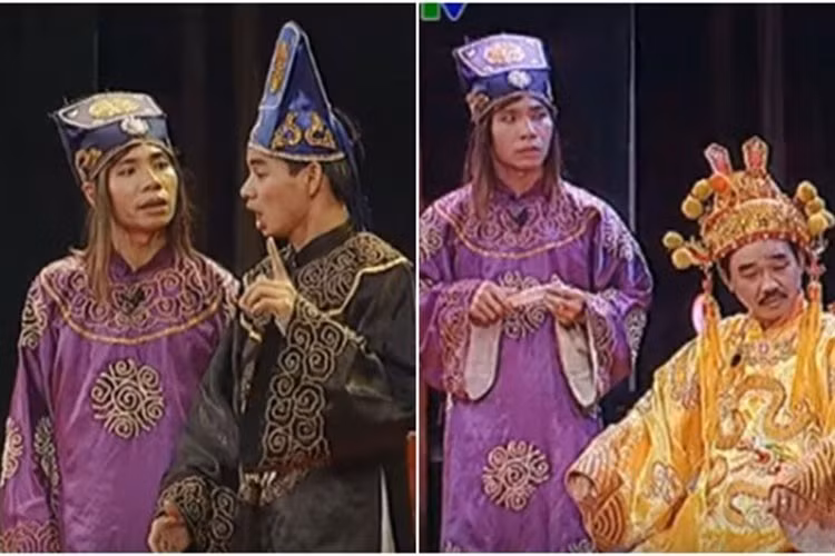 Táo quân 2006 tiếp tục có sự tham gia diễn xuất của Quốc Khánh. Anh một lần nữa được giao vai Ngọc Hoàng. Ảnh: Saostar