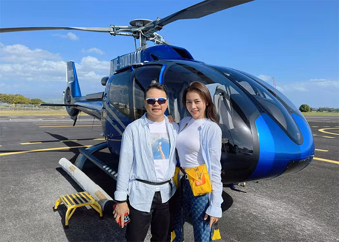 Trước đó hai vợ chồng cô đã có chuyến du lịch Mỹ sau ngày ăn hỏi. (Ảnh: FBNV)