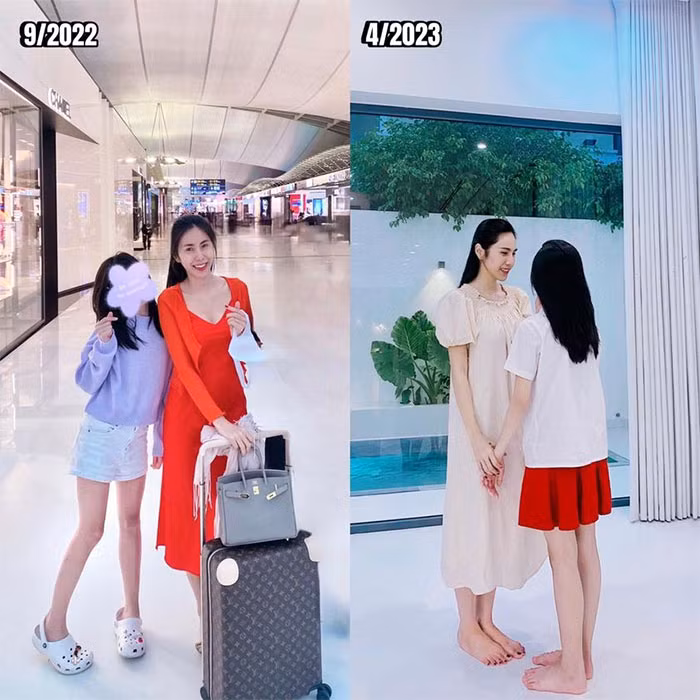 Thuy Tien khoe con gai 10 tuoi cao gan bang me
