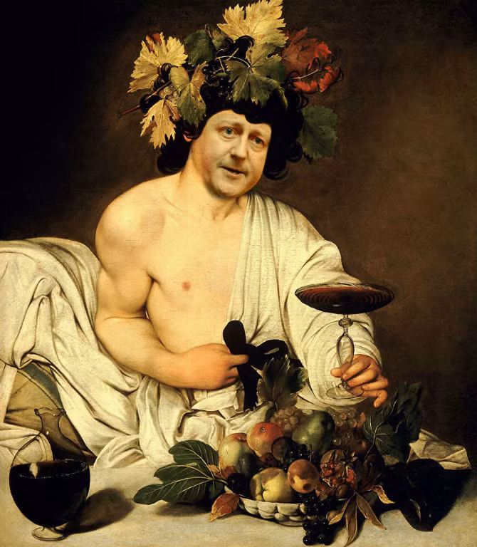 Thủ tướng Anh David Cameron hóa thân thành vị thần Bacchus.