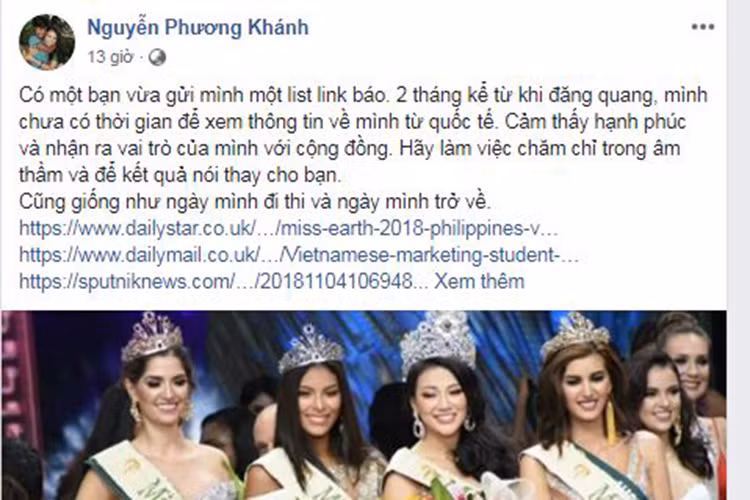Thay vì lên tiếng về ồn ào, trên trang cá nhân, người đẹp liên tục khoe hình ảnh của mình được phủ sóng trên truyền thông quốc tế.