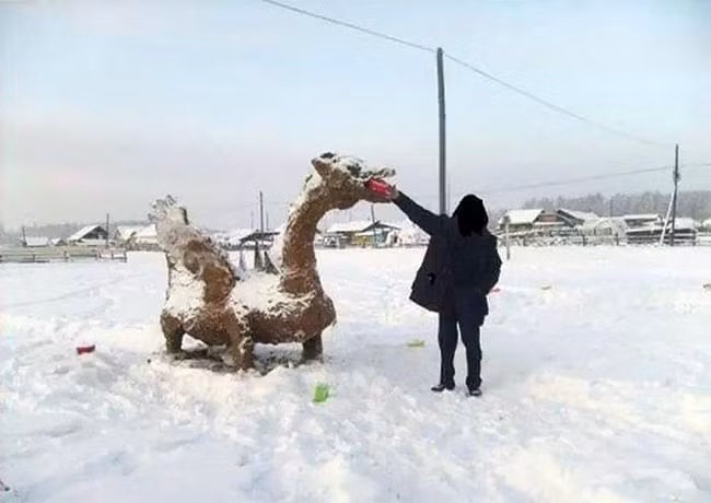 Hàng loạt tác phẩm nghệ thuật từ phân bò hoàn thành, rất nhiều người dân trong làng và khách du lịch đã kéo tới xem.