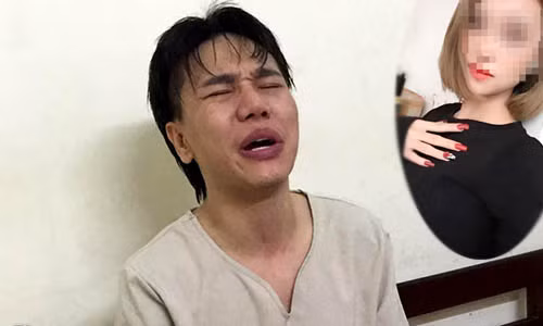 Thời điểm bị bắt giữ vì vô ý làm chết chị H. (ảnh nhỏ), Châu Việt Cường vẫn còn "ngáo đá" tại cơ quan công an.