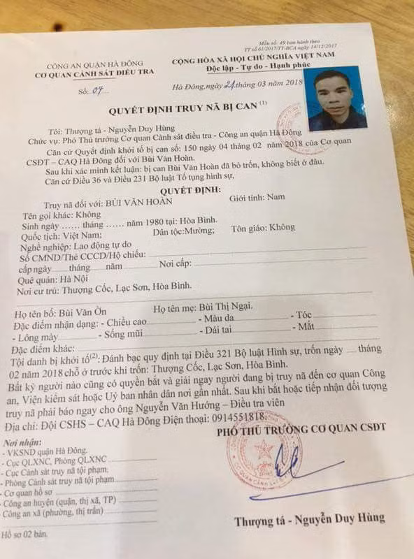 Quyết định truy nã.