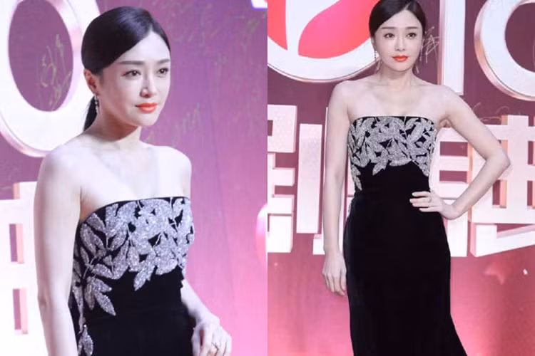 Mặc thời tiết giá lạnh, nữ diễn viên phim "Diên Hi Công Lược" vẫn chọn trang phục hở vai khoe vẻ gợi cảm. Ảnh: QQ