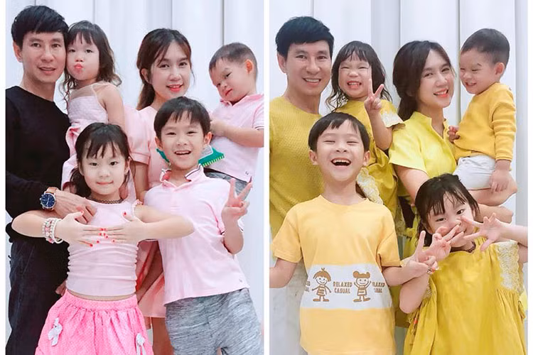 Sau 8 năm kết hôn, vợ chồng Lý Hải - Minh Hà đã có 4 nhóc tì đủ nếp đủ tẻ. Minh Hà từng chia sẻ bí quyết để giữ hôn nhân hạnh phúc là cả hai vợ chồng tôn trọng nhau. Đến nay, đây là cặp vợ chồng đông con hạnh phúc nhất nhì Vbiz. Ảnh: FBNV