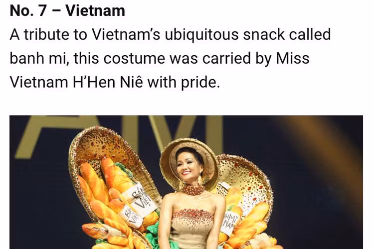 H'hen Niê cũng thể hiện tốt ở phần thi trang phục dân tộc. Nếu như bộ quốc phục "Bánh Mì" của đại diện Việt Nam gây tranh cãi trong nước thì trên báo nước ngoài, thiết kế lại được xếp vào danh sách quốc phục gây ấn tượng.
