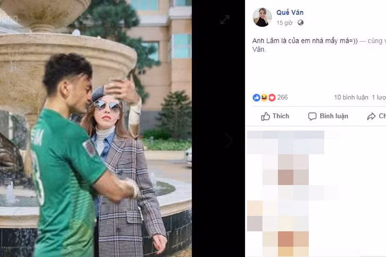 Quế Vân yêu mến thủ môn Lâm Tây đến mức ghép ảnh của mình với ảnh của anh.