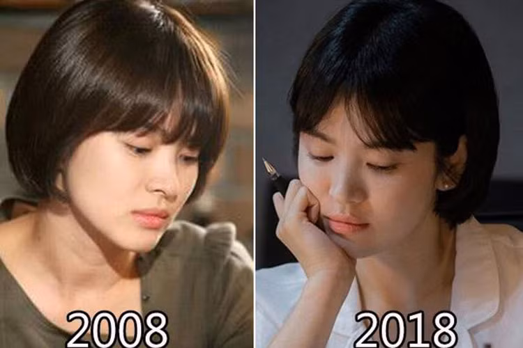 Hình ảnh Song Hye Kyo đọc kịch bản bộ phim mới nhất trùng khớp với hình ảnh của cô vào 10 năm về trước. Ảnh: Khám phá