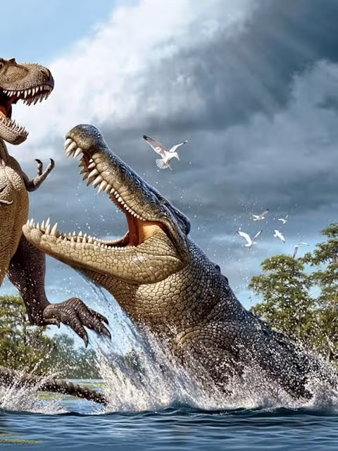 2. Deinosuchus: Chi cá sấu khổng lồ đã tuyệt chủng, sống vào cuối kỷ Phấn trắng.