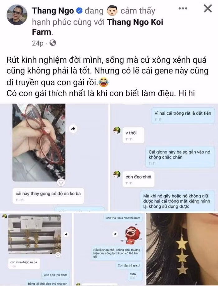 Thắng Ngô chia sẻ đoạn hội thoại đáng yêu cùng con gái Ruby