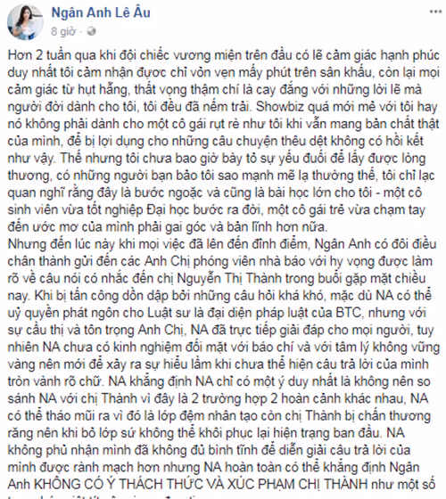 Le Au Ngan Anh: "Toi khong co y thach thuc, xuc pham chi Thanh"-Hinh-2