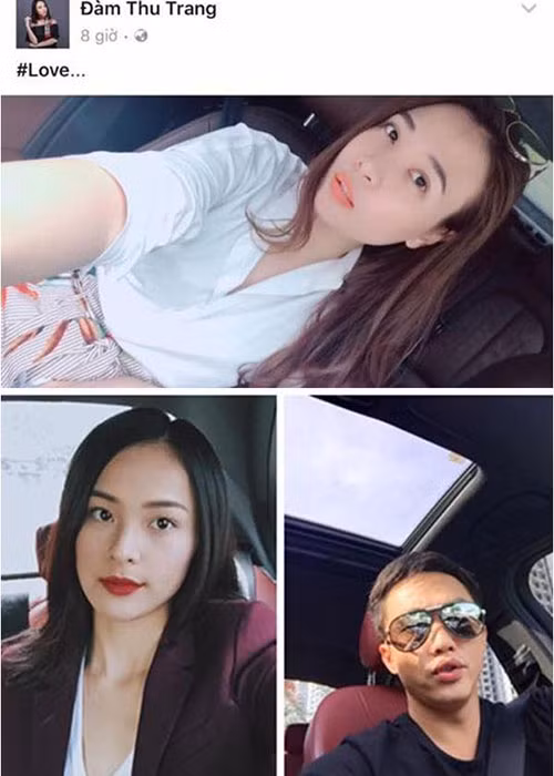 Cư dân mạng cho rằng Cường Đô la - Đàm Thu Trang là một cặp bởi Đàm Thu Trang từng chia sẻ bức ảnh chụp trong một chiếc ô tô khá giống xe của doanh nhân phố núi từng đưa đón Hạ Vi. Ảnh: FBNV