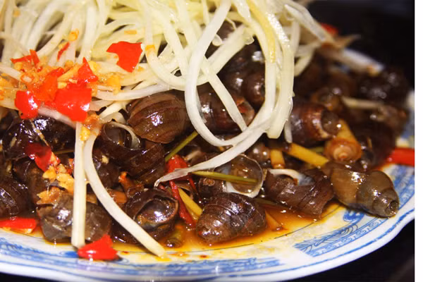 Ốc xào cay. Nếu mùa hè, những bát ốc luộc nghi ngút khói mà lại mang tính hàn mát là món ưa thích của giới trẻ, thì mùa đông, ốc được biến tấu để hợp với thời tiết khô lạnh. Ốc cay mùa đông là món ngon hết sẩy, nước sốt me vàng quánh lại ngấm vào từng con ốc, đưa vào đầu lưỡi đã đượm ngay vị ngọt, cay tê rần rần khiến bạn cứ muốn hít hà mãi không thôi.