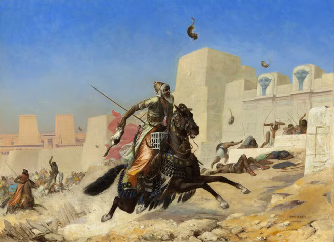 Theo Acient History, trận chiến được châm ngòi từ sự kiện hoàng đế Ba Tư là Cambyses II cầu hôn con gái của Pharaoh Ai Cập là Amasis. Pharaoh Amasis không muốn con gái biến thành công cụ chính trị nên đã đưa con gái của Pharaoh đời trước thế thân. Cảm thấy bị xúc phạm, người con gái này tiết lộ thân phận thực sự cho hoàng đế Cambyses II biết. Ông vô cùng giận dữ vì bị lừa dối, lập tức phát động chiến tranh. Thời điểm ông thân chinh cầm quân tấn công Ai Cập, Pharaoh Amasis đã qua đời và truyền ngôi cho Psammenitus.