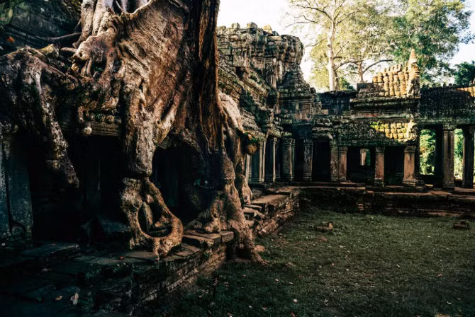 Ngôi đền Ta Prohm nhìn từ một góc khác.